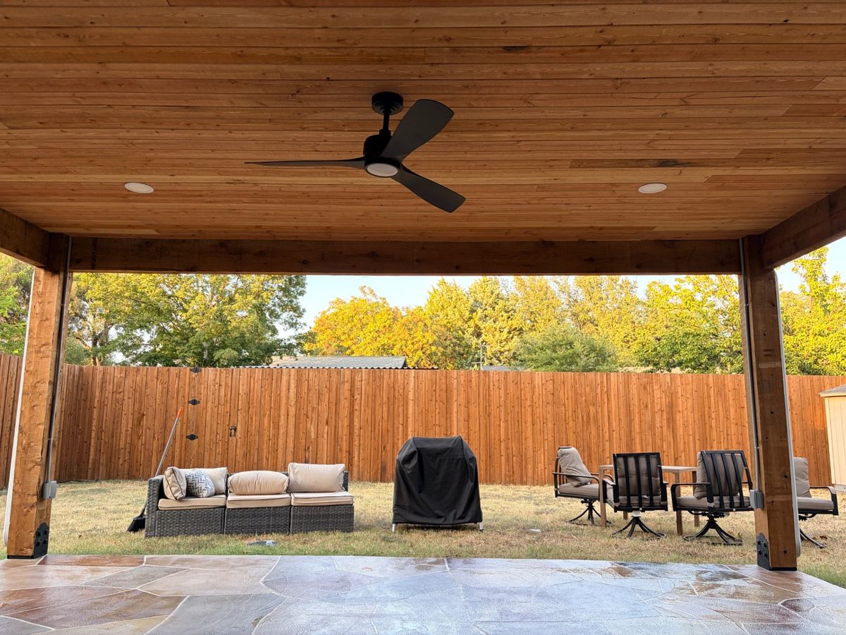 Covered Patio & Stone Flooring in Plano, TX — finished result