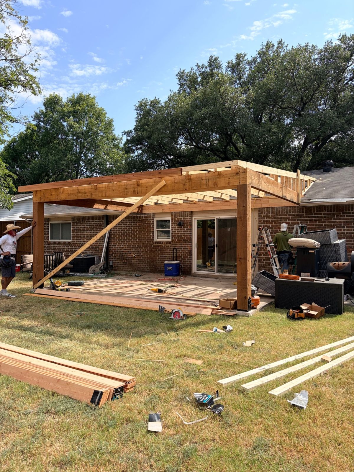 Covered Patio & Stone Flooring — Framing